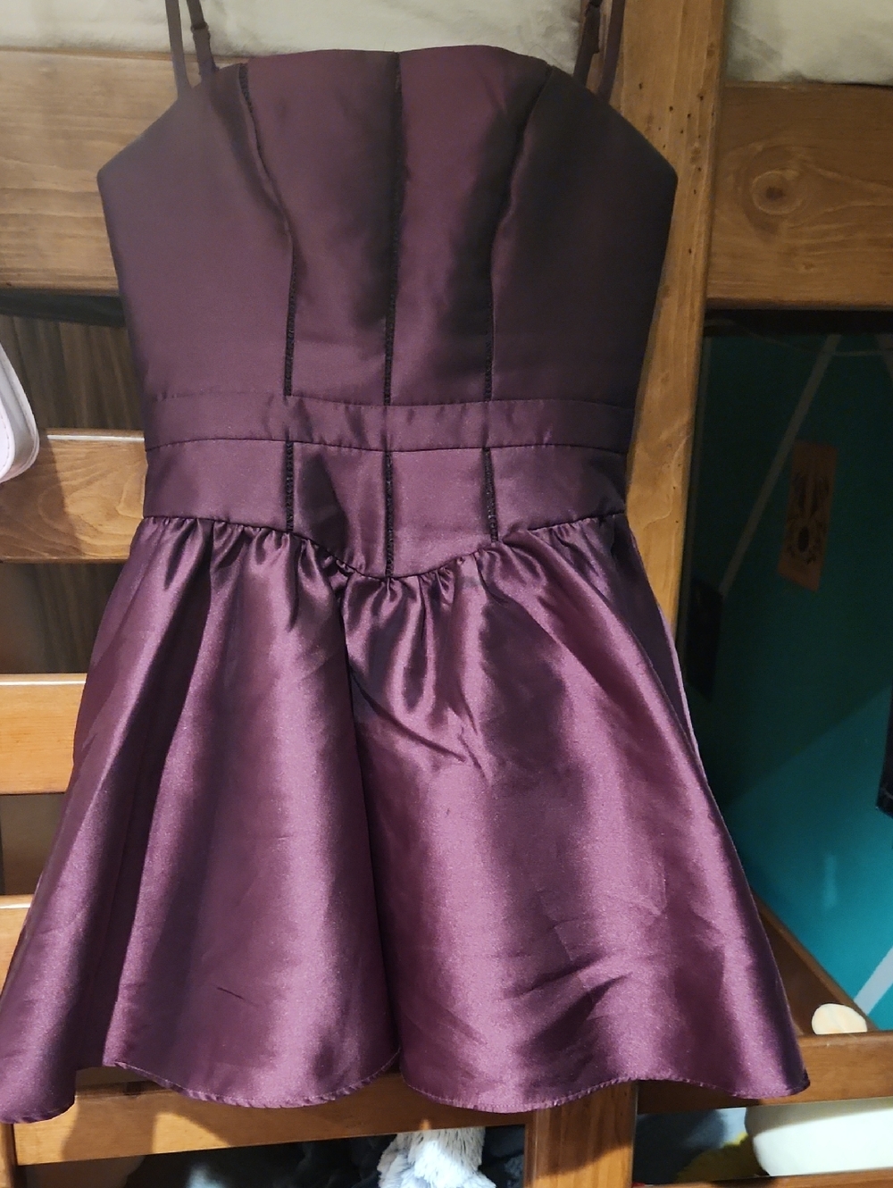 Girls' Purple Satin Party Dress with Thin Straps